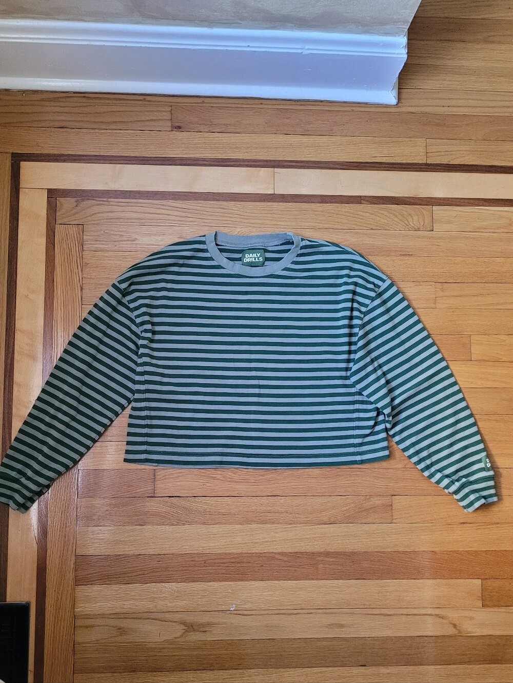 DAILY DRILLS LONG SLEEVE STRIPED GREEN SHIRT - Picture 2 of 6